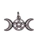 1 1/8 Triple Moon Pentagram amulet