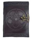 Pentagram leather blank book w/ latch