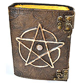 Pentagram W stone aged looking paper leather w/ latch