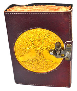 Tree of Life aged looking paper leather w/ latch