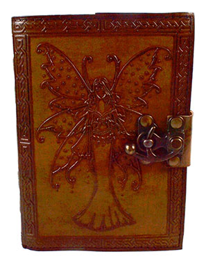 Fairy Journal with Spotted Wings aged looking paper leather w/ latch