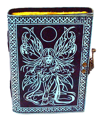 Black & Blue Fairy Journal aged looking paper leather w/ latch