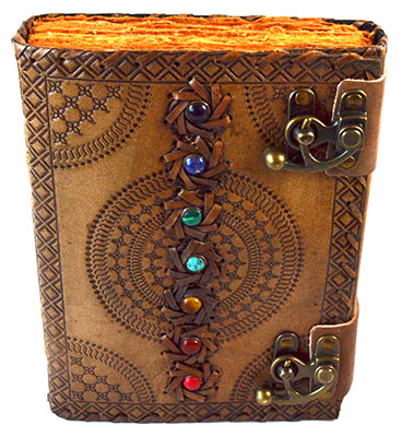 7 Chakra aged looking paper leather w/ latch