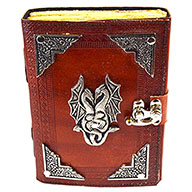 Double Dragon aged looking paper leather w/ latch 4 1/2