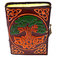 Tree of Life aged looking paper leather w/ latch 4 1/2