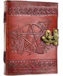 Pentagram leather blank book w/ latch