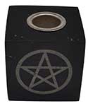 Pentagram Black Onyx chime candle holder