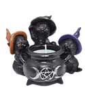 Witchy Cats around Cauldron tealight holder