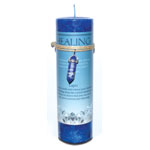 Healing pillar candle with Lapis pendant