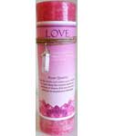 Love pillar candle with Rose Quartz pendant