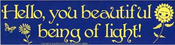 Hello, You Beautiful Being of Light bumper sticker