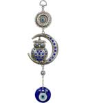 Owl on Moon Evil Eye wall hanging