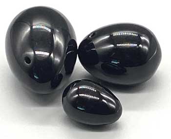 (set of 3) Black Obsidian Yoni eggs