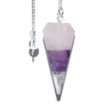 6-sided Amethyst & Rose Quartz pendulum