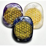 (set of 4 Flower of Life worry stone w/ hole