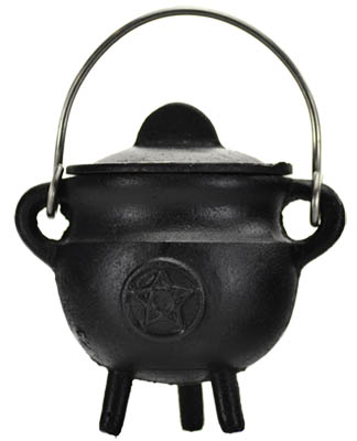 Pentagram Cast Iron Cauldron w/ Lid 2 3/4