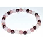 6mm Rose Qtz, Strawberry Qtz & Garnet bracelet