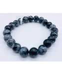 8mm Obsidian, Snowflake bracelet