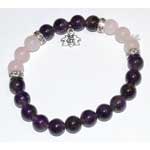 8mm Amethyst & Rose Qtz/ Lotus