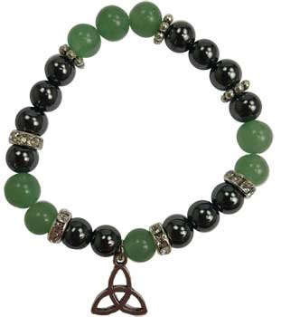 8mm Green Aventurine/ Hematite with Triquetra