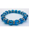 8mm Evil Eye in Aqua bracelet