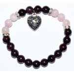 8mm Garnet/ Rose Quartz with Heart