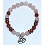 8mm Rose Quartz/ Strawberry Quartz with Lotus