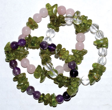 Peridot Faceted with assorted gemstone bracelet