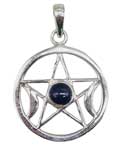 30mm Amethyst Pentagram Triple Moon