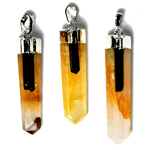 Golden Qtz w tourmaline pendant