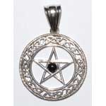 Pentacle black obsidian pendant