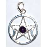 Pentacle moon amethyst pendant