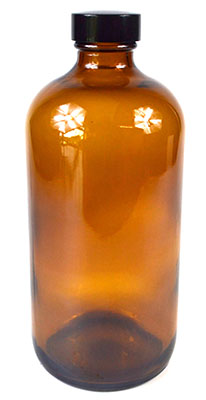 16oz Glass Amber Bottle with Cap