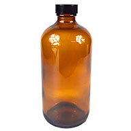 16oz Glass Amber Bottle with Cap