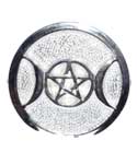 Silver Plated Brass Triple Moon altar tile 3 1/2