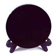 12cm Black Obsidian scrying mirror W/ stand